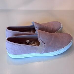 DV light brown/tan slip on suede shoes with white sole.  Worn 3 times